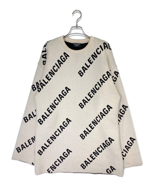 BALENCIAGA（バレンシアガ）BALENCIAGA (バレンシアガ) ALLOVER LOGO KNIT アイボリー サイズ:XSの古着・服飾アイテム