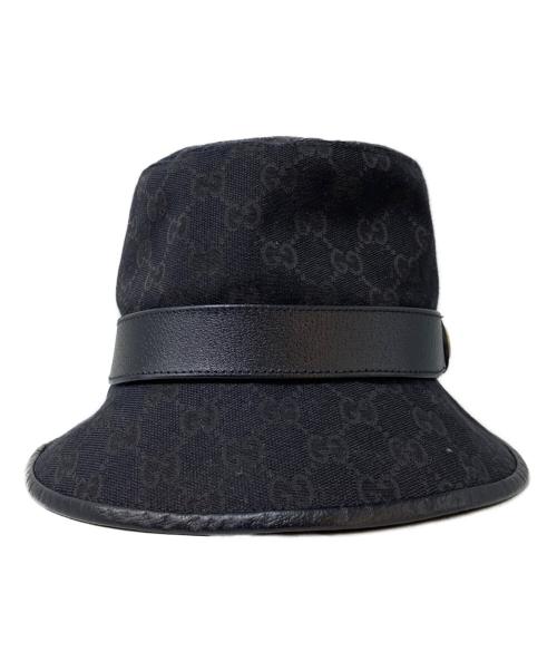 GUCCI（グッチ）GUCCI (グッチ) GGキャンバス フェドラハット ブラック サイズ:Mの古着・服飾アイテム