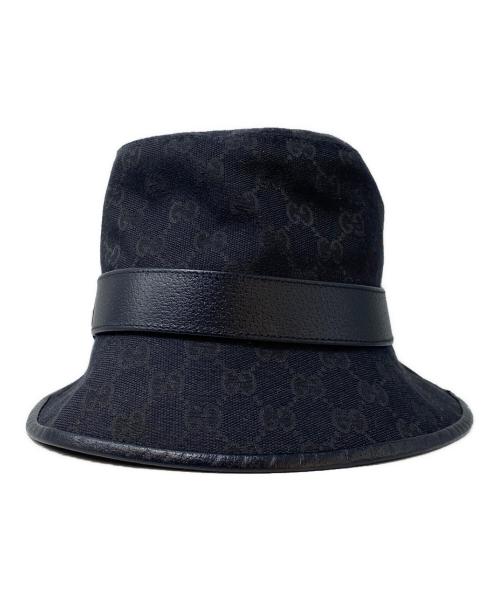 GUCCI（グッチ）GUCCI (グッチ) GGキャンバス フェドラハット ブラック サイズ:Mの古着・服飾アイテム
