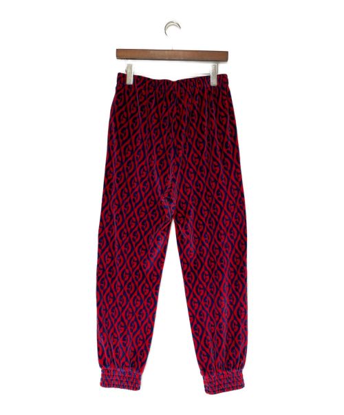GUCCI（グッチ）GUCCI (グッチ) 総柄ベロアパンツ レッド×ネイビー サイズ:Sの古着・服飾アイテム