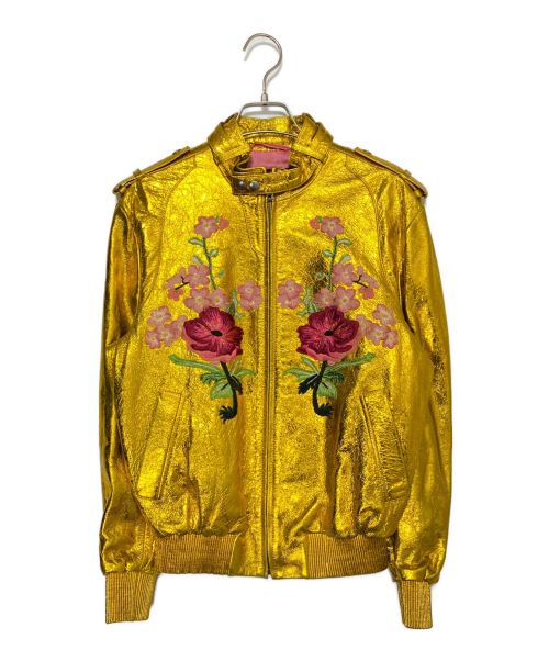 GUCCI（グッチ）GUCCI (グッチ) DOVER STREET MARKET (ドーバー ストリート マーケット) DSM special Biker Jacket ゴールド サイズ:40の古着・服飾アイテム