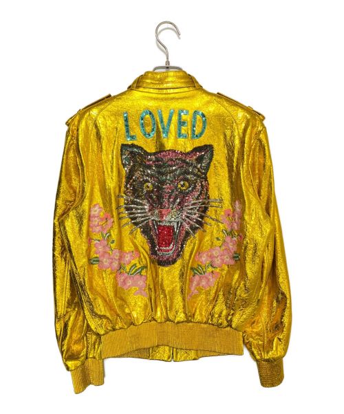 GUCCI（グッチ）GUCCI (グッチ) DOVER STREET MARKET (ドーバー ストリート マーケット) DSM special Biker Jacket ゴールド サイズ:40の古着・服飾アイテム