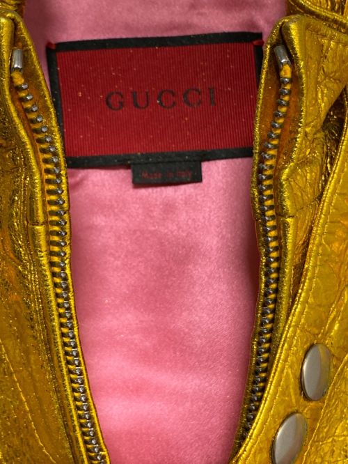 GUCCI（グッチ）GUCCI (グッチ) DOVER STREET MARKET (ドーバー ストリート マーケット) DSM special Biker Jacket ゴールド サイズ:40の古着・服飾アイテム