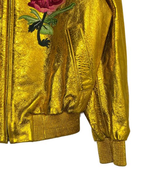 GUCCI（グッチ）GUCCI (グッチ) DOVER STREET MARKET (ドーバー ストリート マーケット) DSM special Biker Jacket ゴールド サイズ:40の古着・服飾アイテム