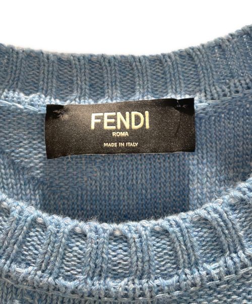 FENDI（フェンディ）FENDI (フェンディ) ズッカ柄コットンフリンジサマーニット スカイブルー サイズ:52の古着・服飾アイテム