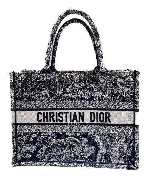 Christian Dior（クリスチャン ディオール）Christian Dior (クリスチャン ディオール) BOOK TOTE MEDIUM ネイビー×ホワイト サイズ:Mの古着・服飾アイテム