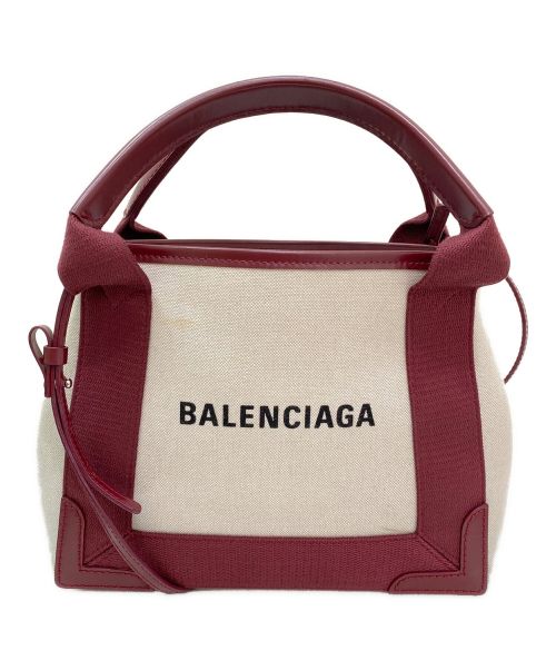 BALENCIAGA（バレンシアガ）BALENCIAGA (バレンシアガ) ネイビーカバスXS ショルダーバッグ アイボリー×レッド サイズ:XSの古着・服飾アイテム