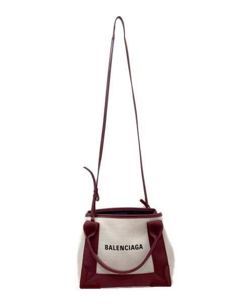 BALENCIAGA（バレンシアガ）BALENCIAGA (バレンシアガ) ネイビーカバスXS ショルダーバッグ アイボリー×レッド サイズ:XSの古着・服飾アイテム
