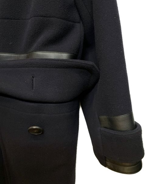 HERMES（エルメス）HERMES (エルメス) レザー切り替えロングコート ネイビー サイズ:44の古着・服飾アイテム