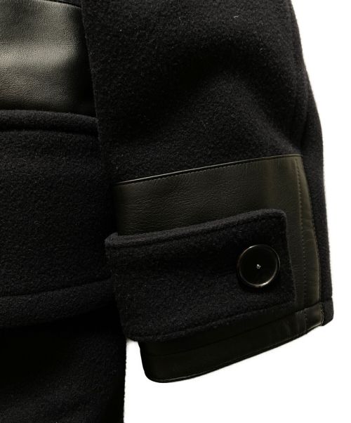 HERMES（エルメス）HERMES (エルメス) レザー切り替えロングコート ネイビー サイズ:44の古着・服飾アイテム