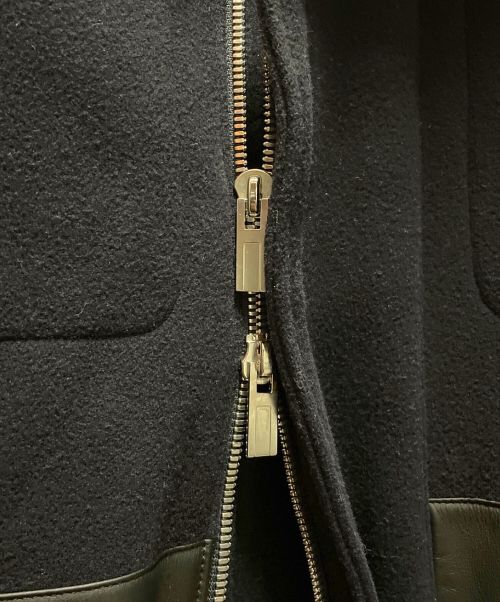 HERMES（エルメス）HERMES (エルメス) レザー切り替えロングコート ネイビー サイズ:44の古着・服飾アイテム