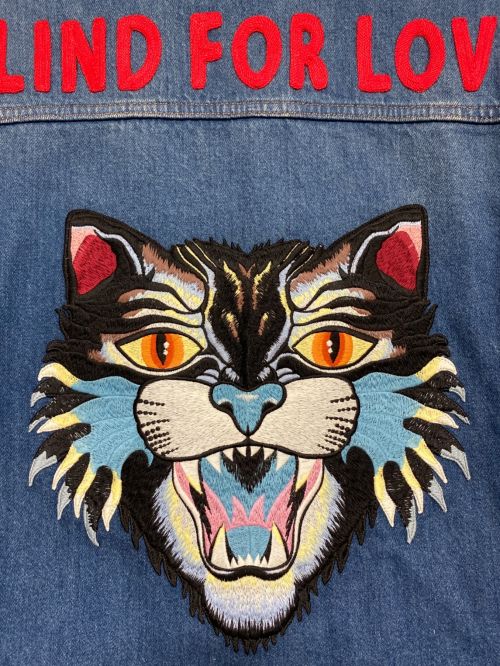 GUCCI（グッチ）GUCCI (グッチ) BLIND FOR LOVE デニムジャケット ネイビー サイズ:48の古着・服飾アイテム