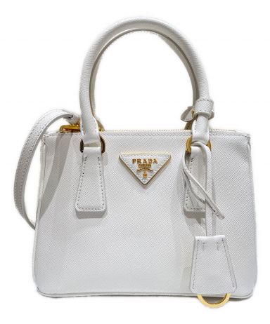 PRADA ガレリア ホワイトレザー ハンドバッグ布袋付き PRADA ガレリア ホワイトレザー ハンドバッグ布袋付き