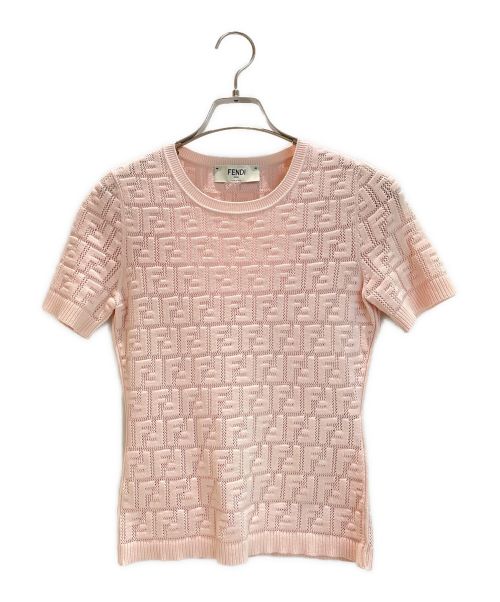 FENDI（フェンディ）FENDI (フェンディ) ズッカ柄半袖サマーセーター ライトピンク サイズ:Sの古着・服飾アイテム