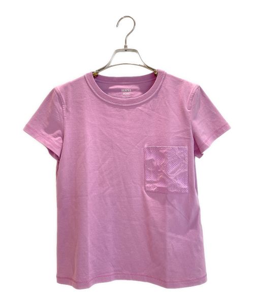 HERMES（エルメス）HERMES (エルメス) Cliquetis刺繍ポケットTシャツ バイオレット サイズ:34の古着・服飾アイテム