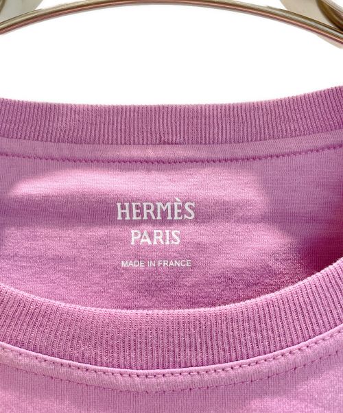 HERMES（エルメス）HERMES (エルメス) Cliquetis刺繍ポケットTシャツ バイオレット サイズ:34の古着・服飾アイテム