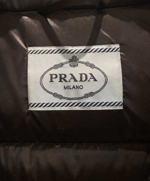 PRADA（プラダ）PRADA (プラダ) ウエストベルトナイロンロングダウンコート ブラック サイズ:38の古着・服飾アイテム