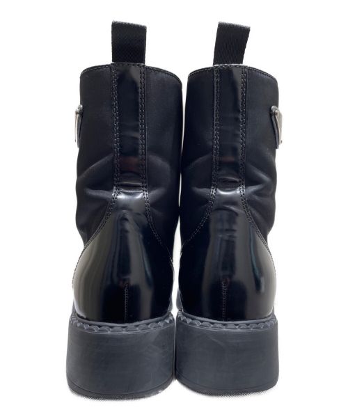 PRADA（プラダ）PRADA (プラダ) ブラッシュドレザーx Re-Nylon ブーツ ブラック サイズ:37 1/2の古着・服飾アイテム