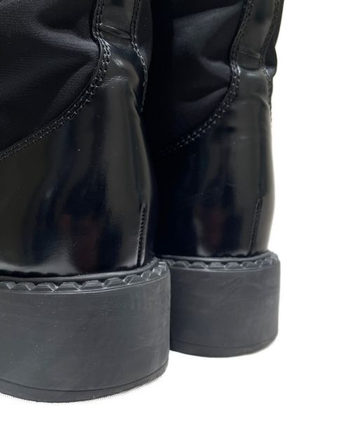 PRADA（プラダ）PRADA (プラダ) ブラッシュドレザーx Re-Nylon ブーツ ブラック サイズ:37 1/2の古着・服飾アイテム