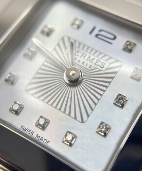 HERMES（エルメス）HERMES (エルメス) HウォッチPM 25ｍｍ 11Pダイヤ シェル サイズ:25mmの古着・服飾アイテム