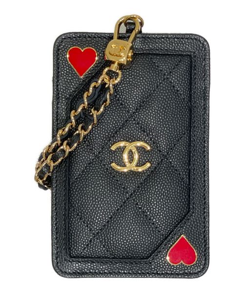 CHANEL（シャネル）CHANEL (シャネル) ハートチャームマトラッセチェーンパスケース ブラック 未使用品の古着・服飾アイテム