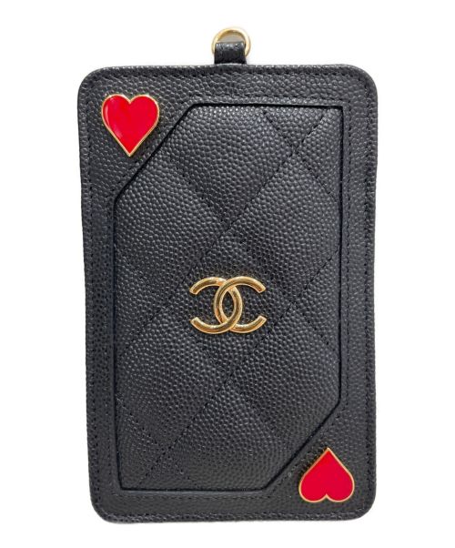 CHANEL（シャネル）CHANEL (シャネル) ハートチャームマトラッセチェーンパスケース ブラック 未使用品の古着・服飾アイテム