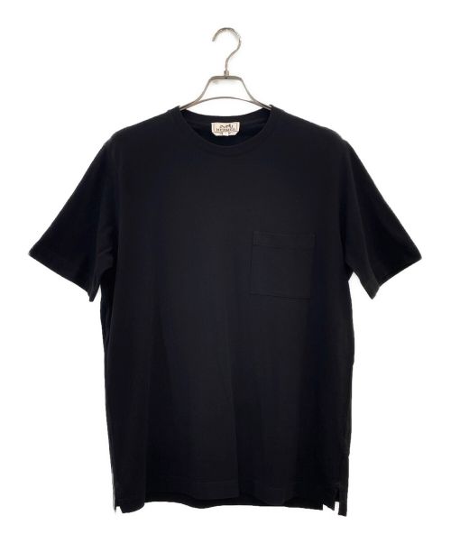 HERMES（エルメス）HERMES (エルメス) ロゴ刺繍ポケットTシャツ  ブラック サイズ:L 未使用品の古着・服飾アイテム