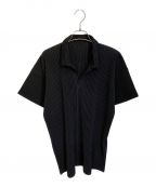 HOMME PLISSE ISSEY MIYAKEオム プリッセ イッセイ ミヤケ）の古着「ショートスリーブポロシャツ」｜ブラック
