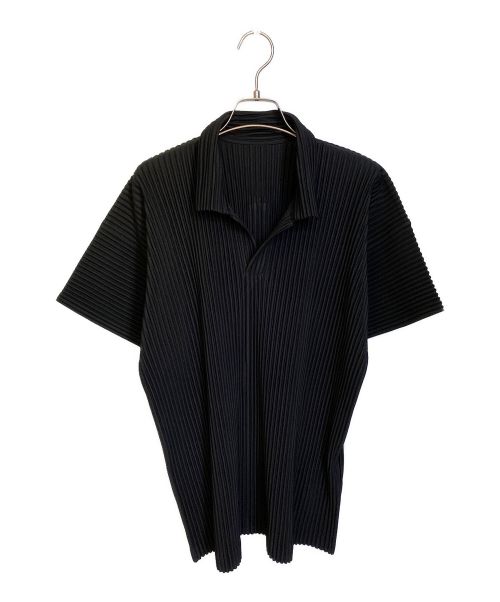 HOMME PLISSE ISSEY MIYAKE（オム プリッセ イッセイ ミヤケ）HOMME PLISSE ISSEY MIYAKE (オムプリッセ イッセイ ミヤケ) ショートスリーブポロシャツ ブラック サイズ:4の古着・服飾アイテム