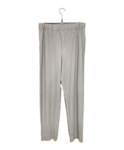 HOMME PLISSE ISSEY MIYAKE（オム プリッセ イッセイ ミヤケ）HOMME PLISSE ISSEY MIYAKE (オムプリッセ イッセイ ミヤケ) プリーツワイドパンツ ライトグレー サイズ:3の古着・服飾アイテム