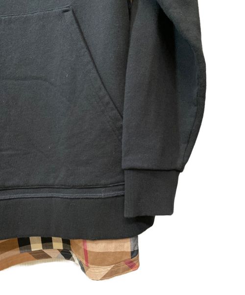BURBERRY LONDON（バーバリーロンドン）BURBERRY LONDON (バーバリー ロンドン) ノバチェック切り替えフーディ ブラック×ブラウン サイズ:XSの古着・服飾アイテム