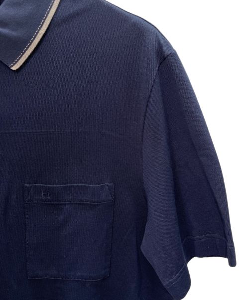 HERMES（エルメス）HERMES (エルメス) H アッシュ ロゴ刺繍 ポロシャツ ネイビー サイズ:L 未使用品の古着・服飾アイテム