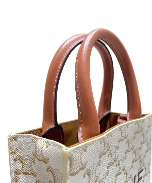 CELINE（セリーヌ）CELINE (セリーヌ) バーティカルカバ ミニ タン×ホワイト サイズ:-の古着・服飾アイテム