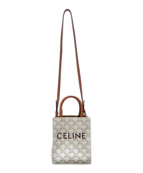 CELINE（セリーヌ）CELINE (セリーヌ) バーティカルカバ ミニ タン×ホワイト サイズ:-の古着・服飾アイテム