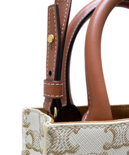 CELINE（セリーヌ）CELINE (セリーヌ) バーティカルカバ ミニ タン×ホワイト サイズ:-の古着・服飾アイテム