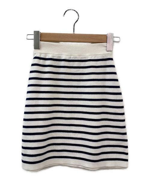 MIU MIU（ミュウミュウ）MIU MIU (ミュウミュウ) コットンミニスカート ホワイト×ネイビー サイズ:38の古着・服飾アイテム