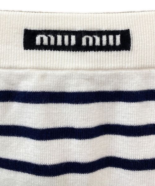 MIU MIU（ミュウミュウ）MIU MIU (ミュウミュウ) コットンミニスカート ホワイト×ネイビー サイズ:38の古着・服飾アイテム