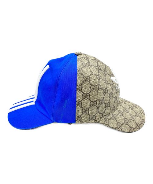 GUCCI（グッチ）GUCCI (グッチ) adidas (アディダス) Double Sided Baseball Hat ブルー×ブラウンの古着・服飾アイテム