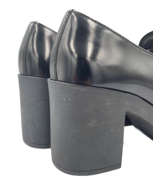 PRADA（プラダ）PRADA (プラダ) チョコレートブラッシュドレザ-ハイヒールローファー ブラック サイズ:37の古着・服飾アイテム