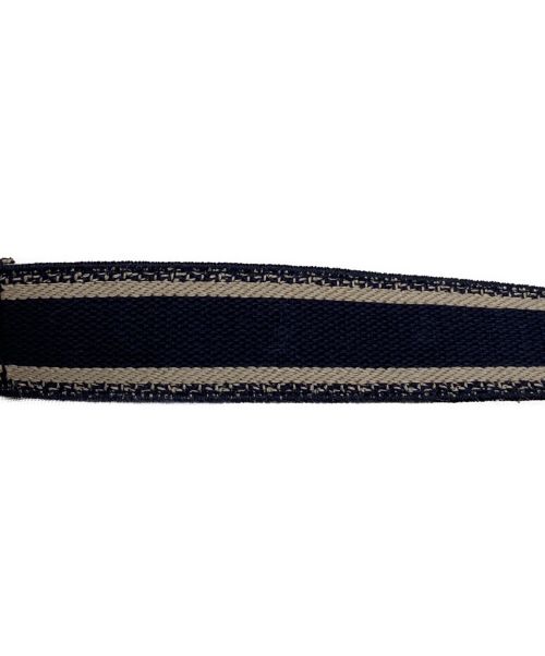 Christian Dior（クリスチャン ディオール）Christian Dior (クリスチャン ディオール) エンブロダイリーキャンバスベルト ネイビー×アイボリーの古着・服飾アイテム