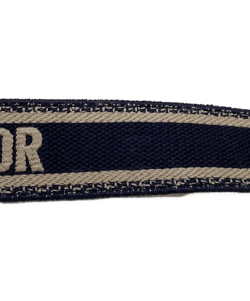 Christian Dior（クリスチャン ディオール）Christian Dior (クリスチャン ディオール) エンブロダイリーキャンバスベルト ネイビー×アイボリーの古着・服飾アイテム