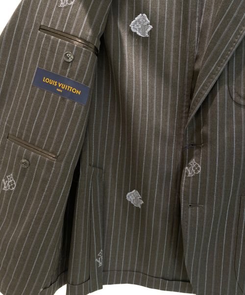 LOUIS VUITTON（ルイ ヴィトン）LOUIS VUITTON (ルイ ヴィトン) ナポリターナジャケット ブルー×ブラック サイズ:52 未使用品の古着・服飾アイテム