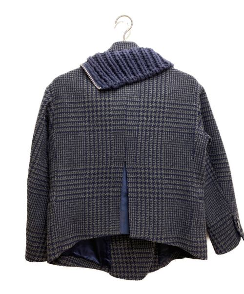 sacai（サカイ）sacai (サカイ) ウールメルトンドッキングジャケット ネイビー サイズ:1の古着・服飾アイテム