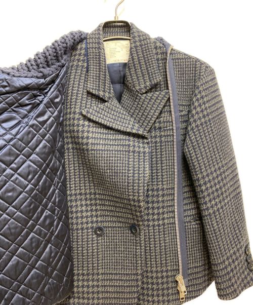 sacai（サカイ）sacai (サカイ) ウールメルトンドッキングジャケット ネイビー サイズ:1の古着・服飾アイテム