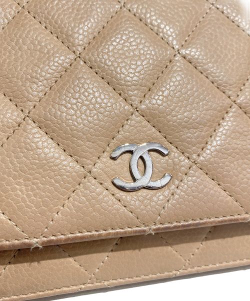 CHANEL（シャネル）CHANEL (シャネル) マトラッセチェーンショルダーウォレット ベージュの古着・服飾アイテム