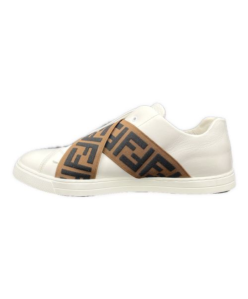 FENDI（フェンディ）FENDI (フェンディ) Fロゴレザースリッポン ホワイト×ブラウン サイズ:8の古着・服飾アイテム