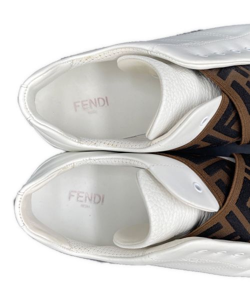 FENDI（フェンディ）FENDI (フェンディ) Fロゴレザースリッポン ホワイト×ブラウン サイズ:8の古着・服飾アイテム