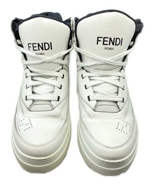 FENDI（フェンディ）FENDI (フェンディ) ハイカットロゴスニーカー ホワイト サイズ:8の古着・服飾アイテム