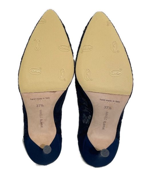 Manolo Blahnik（マノロ ブラニク）Manolo Blahnik (マノロブラニク) ハンギシレースパンプス ネイビー サイズ:37 1/2の古着・服飾アイテム
