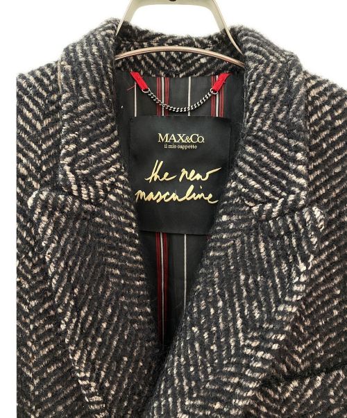 MAX&Co.（マックスアンドコー）MAX&Co. (マックスアンドコー) ダブルブレストクロスコート ブラック サイズ:38の古着・服飾アイテム